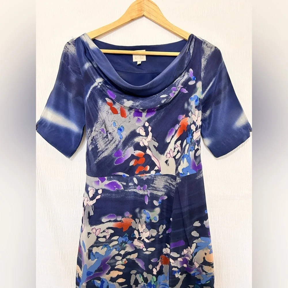 Anthro Golden Ratio Coquille Japonica
Watercolor Cowl Neck 100% Silk Dress 2 - Picture 3 of 8